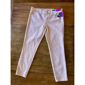 Mossimo Denim Mid Rise Jegging Crop Size 6 Faded Pink 26” Inseam Stretch NWT